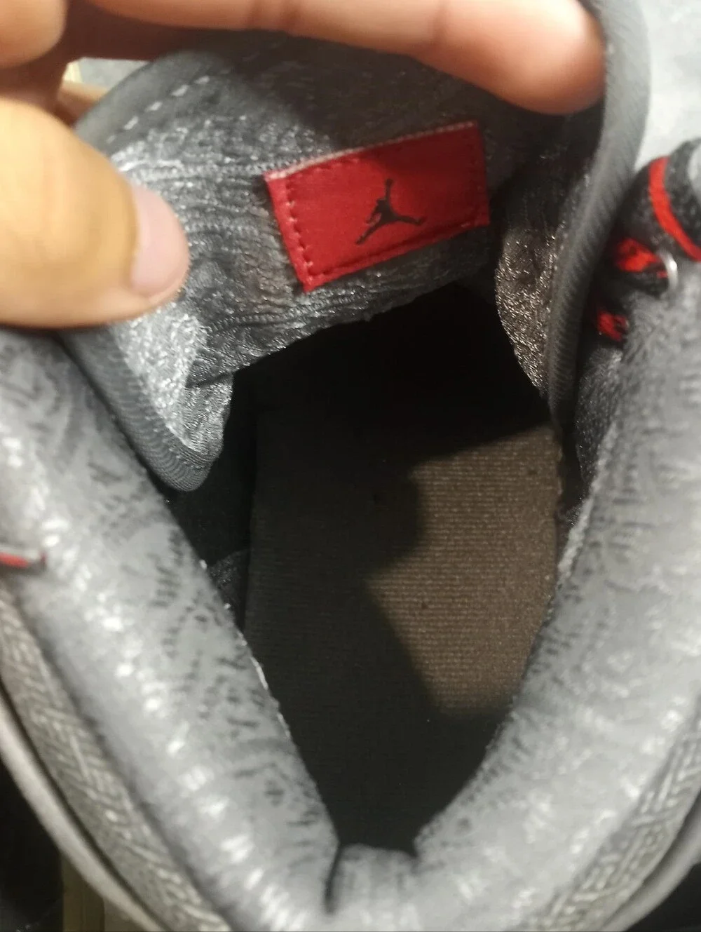 Jordan Gray and Red High-Top Sneakers with Cream Midsole size 9.5